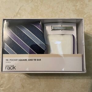 TIE, POCKET SQUARE, AND TIE BAR